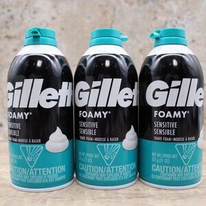 Gillette Foamy Sensitive Classic Shave Cream Foam for Men, 11 oz ( 3 Pack ) New